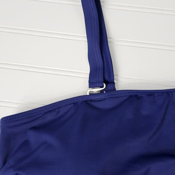 Women's Navy Blue One Shoulder Shirred One Piece Swimsuit Size 18W NWTF - Picture 5 of 15